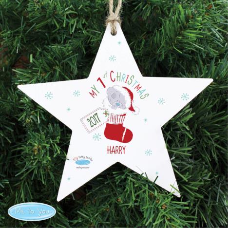 Personalised My 1st Christmas Stocking Star Decoration Extra Image 1